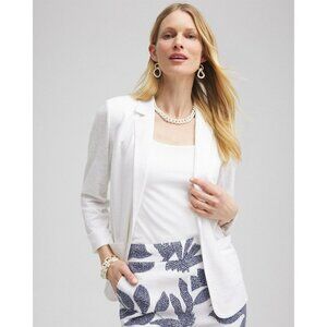Chico's‎ White Linen Blazer Summer Casual Jacket Size 2